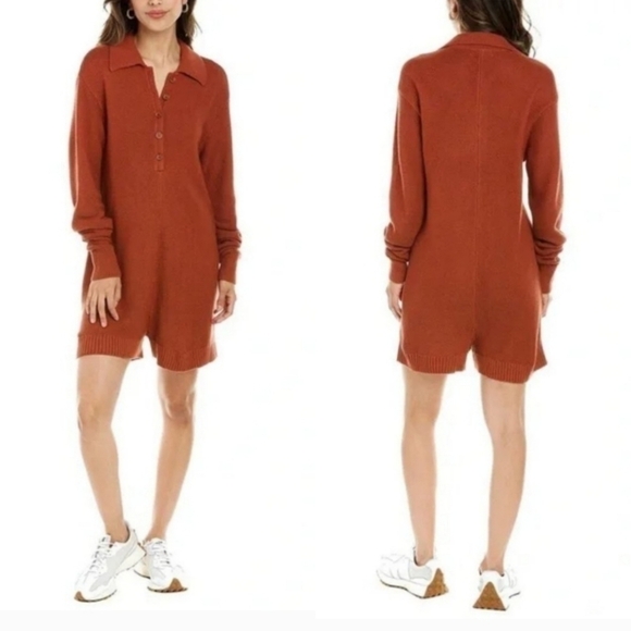 New WeWoreWhat Half Button Boxy Clay Knit Sweater Romper NWT XS - Picture 1 of 15